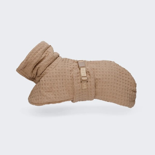 Paikka Spa // Schnelltrocknender Mikrofaser-Bademantel für Hunde (Taupe) Größen 25, 45 und 60 