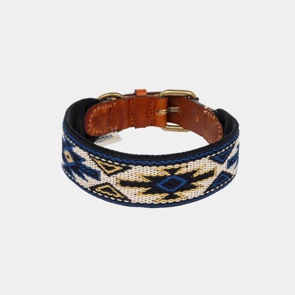 Buddys Dogwear Peyote Azul // Breites und strapazierfähiges Halsband (Bohemian)