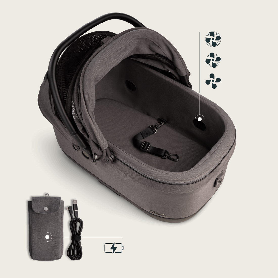 Tavo Dupree // Crashgetestete Hundetasche für Flugzeuge und Autos mit ISOFIX (Onyx) 