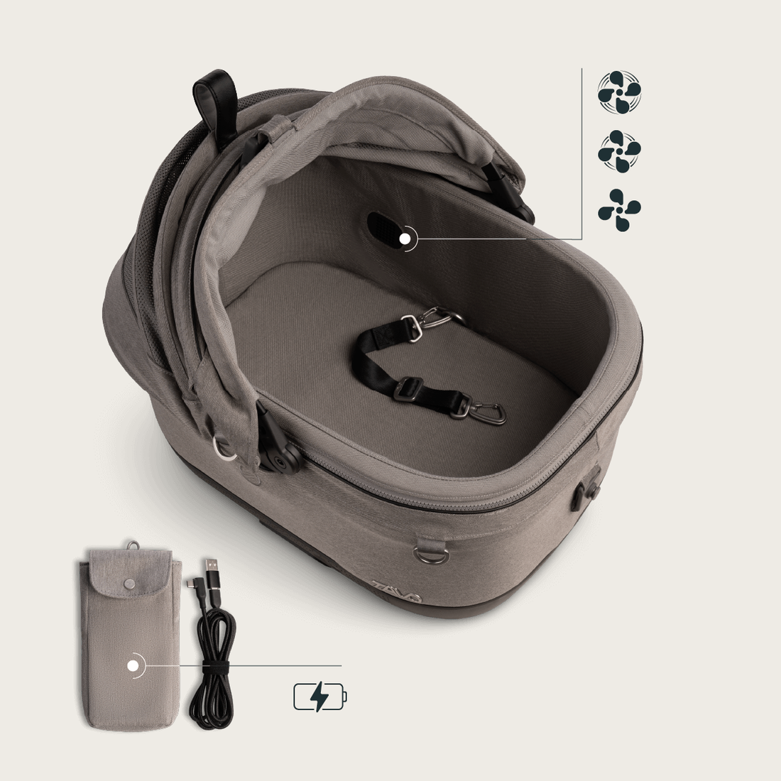 Tavo Dupree // Crashgetestete Hundetasche für Flugzeuge und Autos mit ISOFIX (Onyx) 
