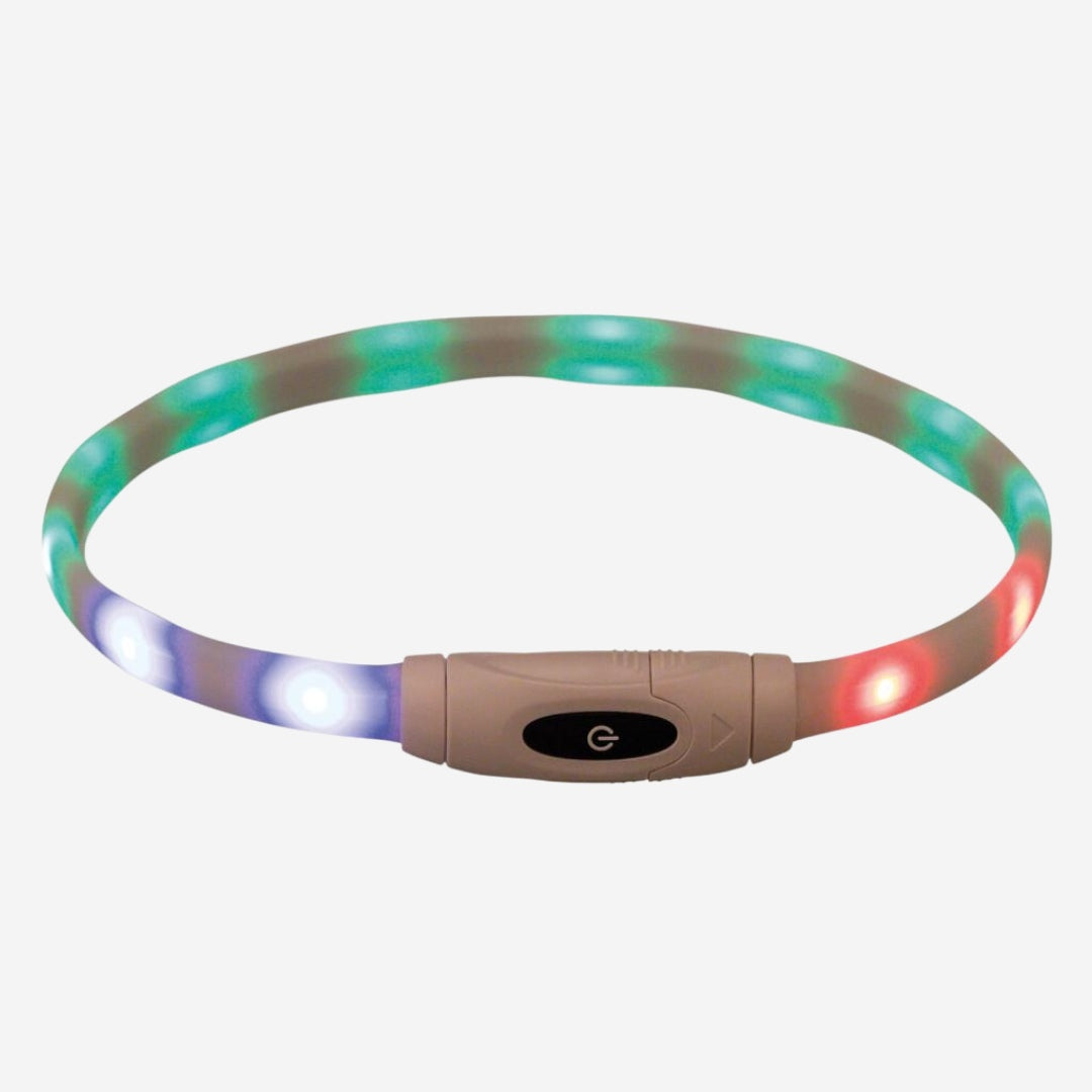 Trixie Flash // Wiederaufladbares und verstellbares Halsband mit Licht (weiß)